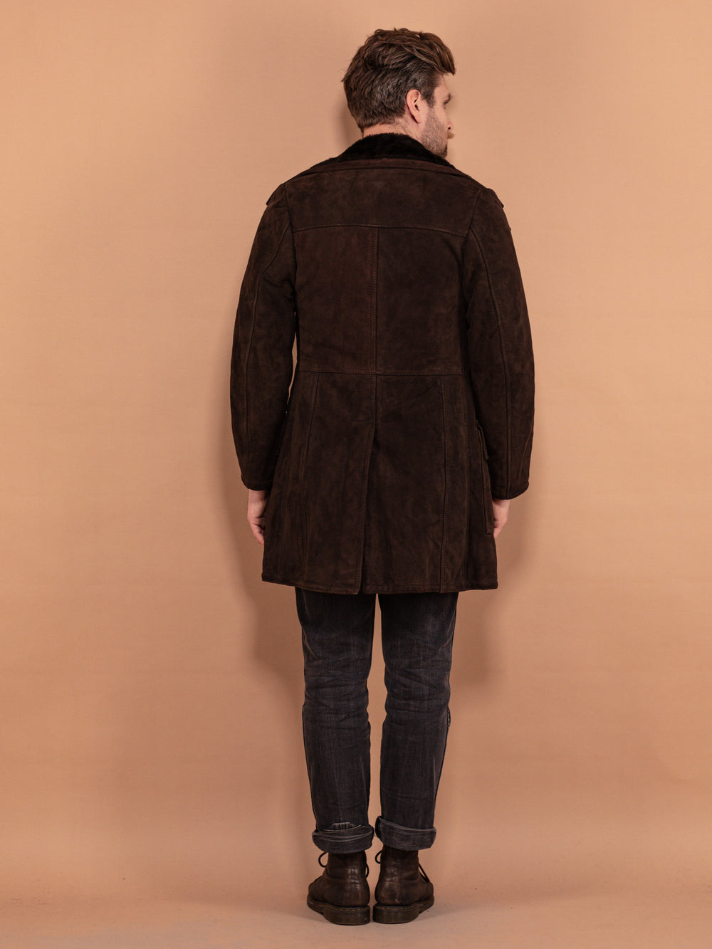Vintage 70's Men Suede Sherpa Coat in Brown - NorthernGrip