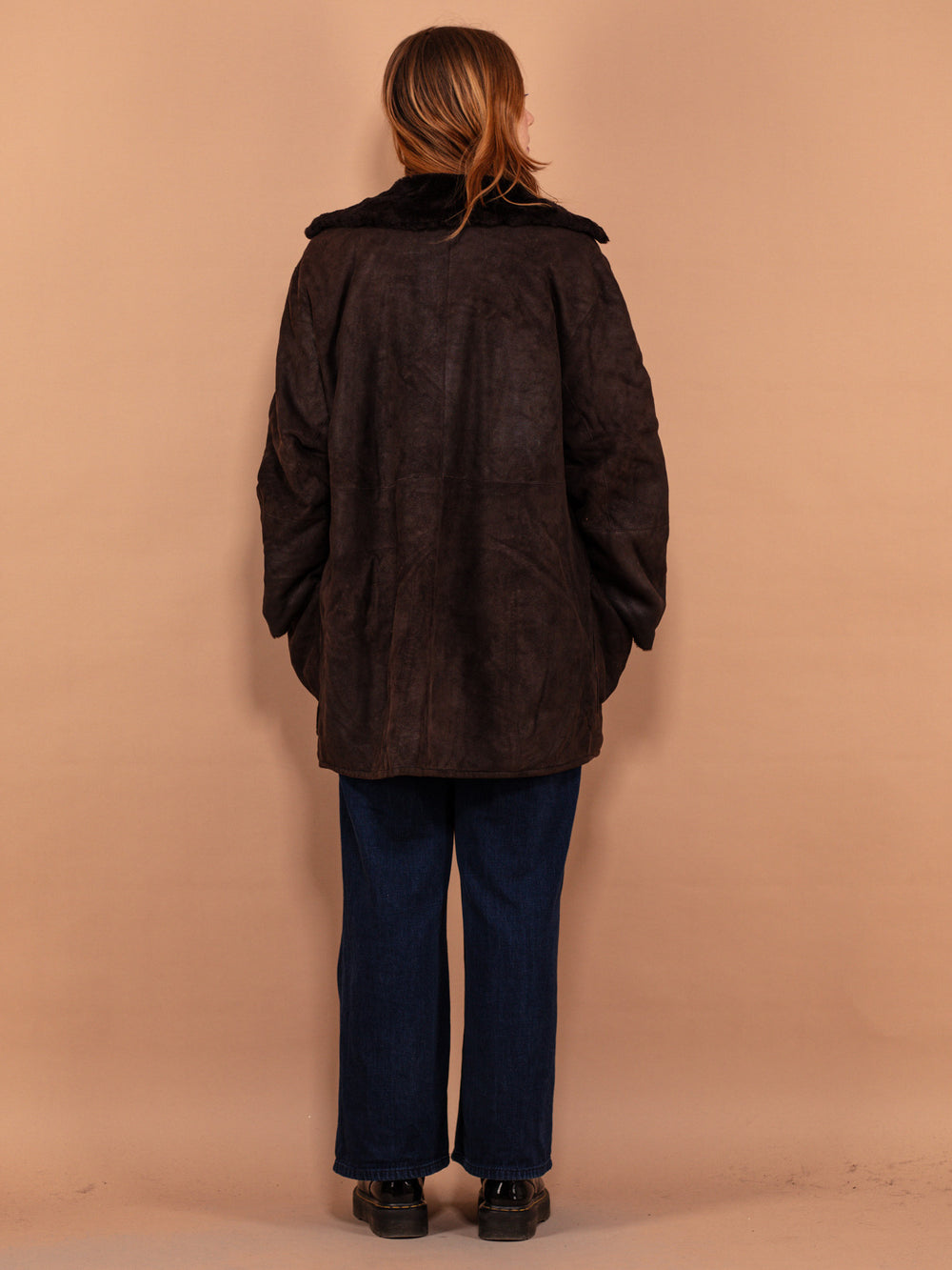 Vintage 80's Women Oversized Sheepskin Coat in Brown - NorthernGrip