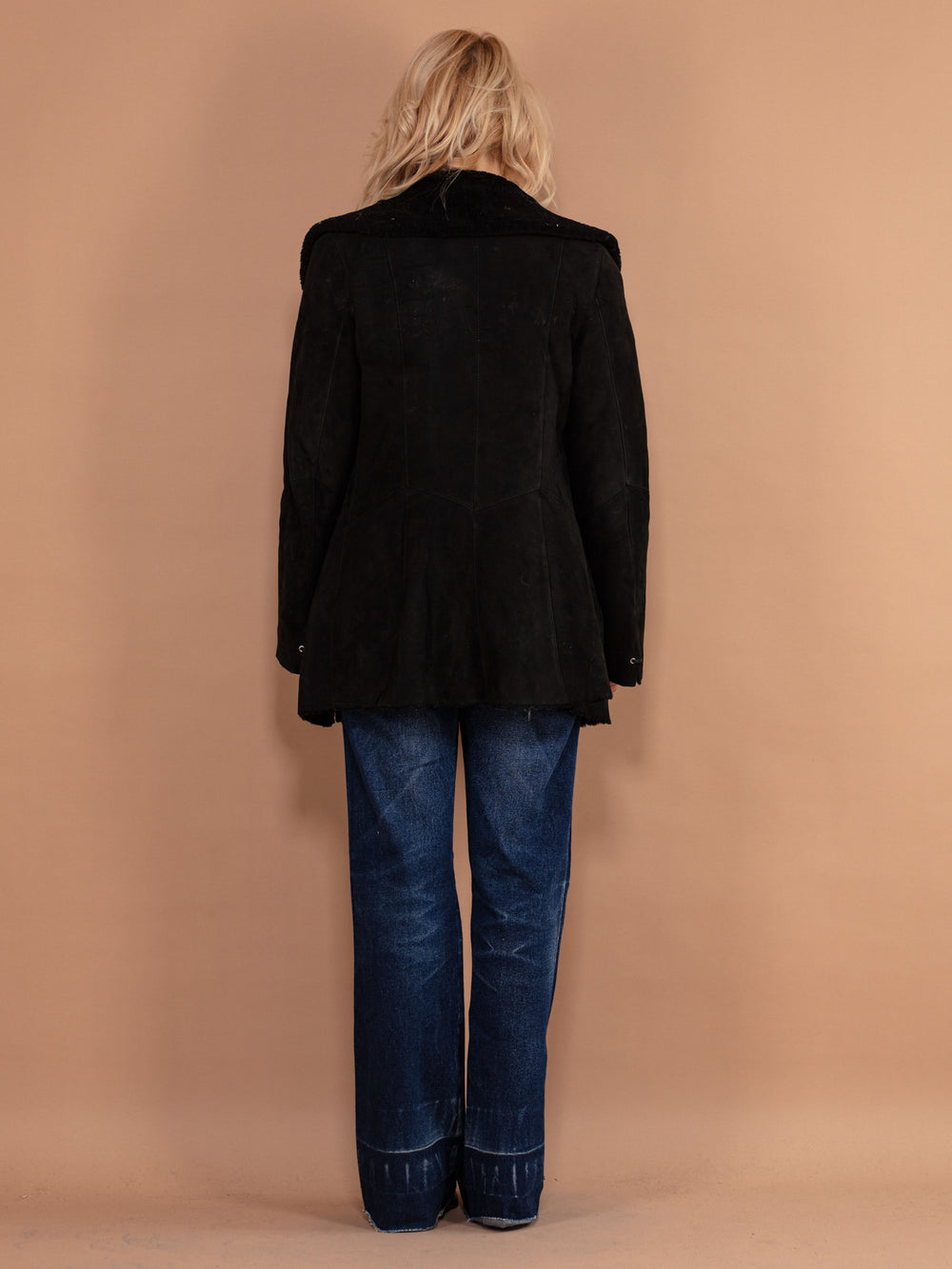 Vintage 90's Women Sheepskin Coat in Black - NorthernGrip