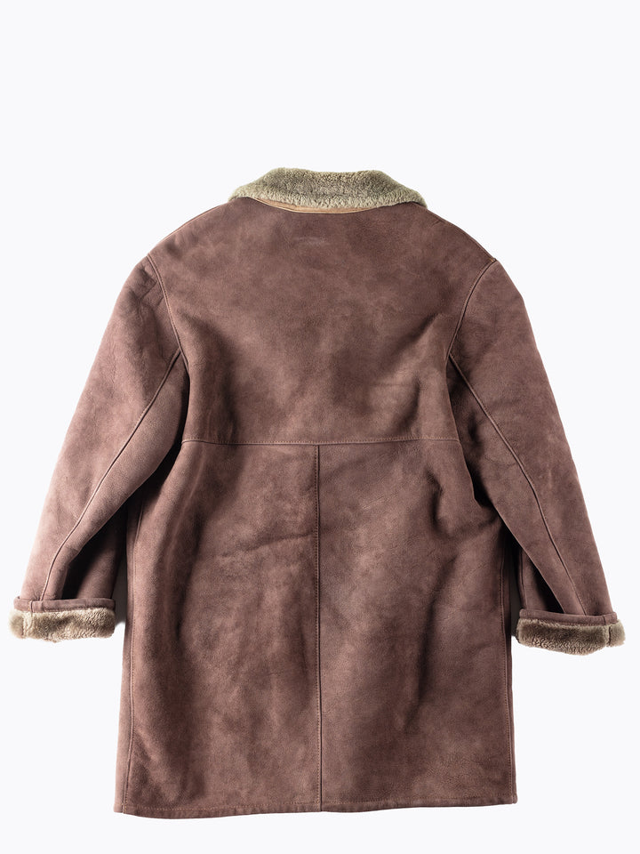 Vintage 70's Men Sheepskin Shearling Coat in Brown