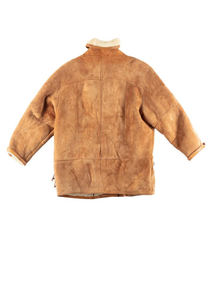 Vintage 80's Women Sheepskin Coat in Brown