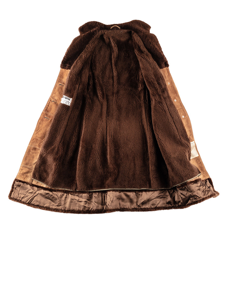 Vintage 70's Women Faux Sheepskin Coat in BrownMN335