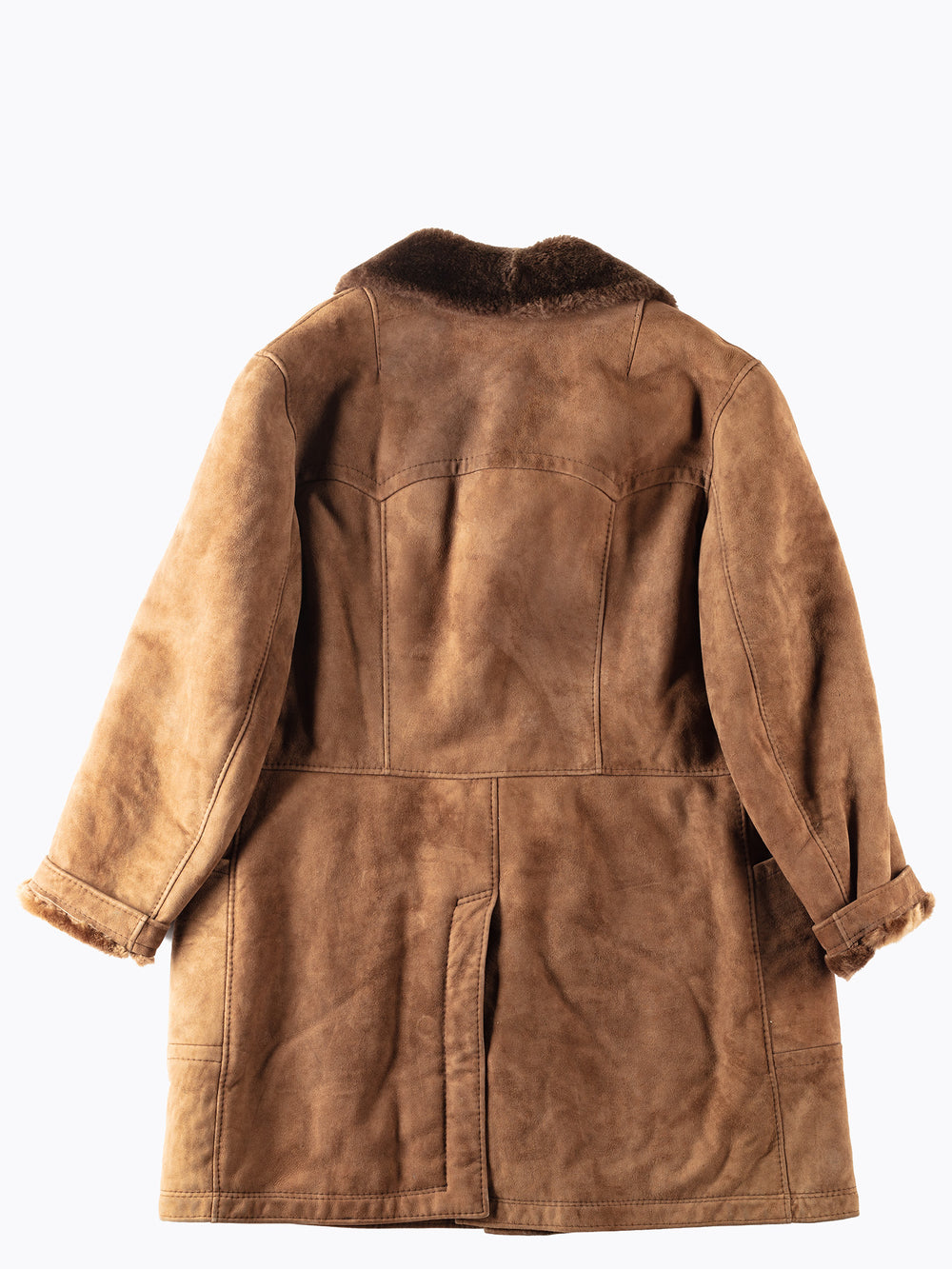 Vintage 70's Men Sheepskin Shearling Coat in Brown