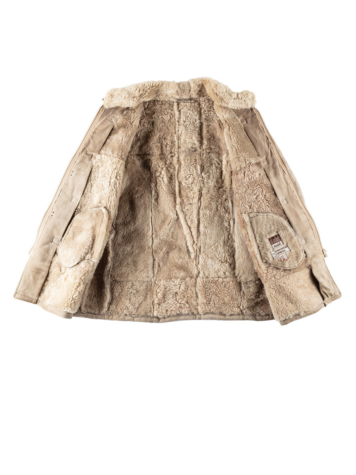 Vintage 90's Women Suede Coat in BeigeMN543