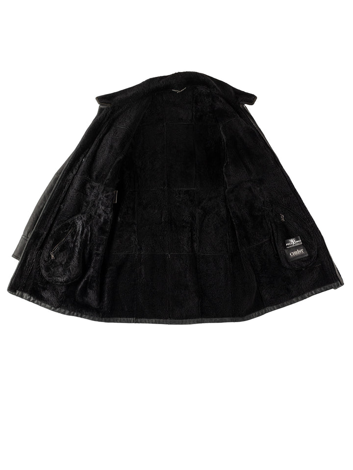 Vintage 80's Men Sheepskin Coat in BlackVN519