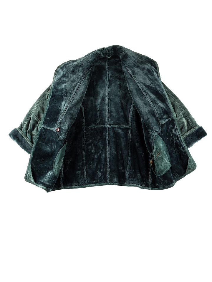 Vintage 80's Women Sheepskin Coat in GreenMN317