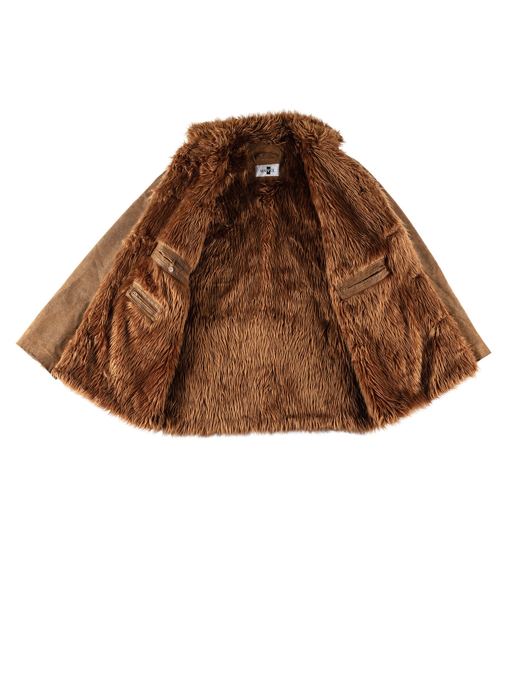 Vintage 80's Men Faux Sheepskin Coat in BrownVN641