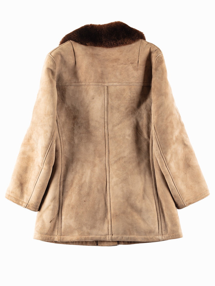 Vintage 70's Men Sheepskin Shearling Coat in Brown