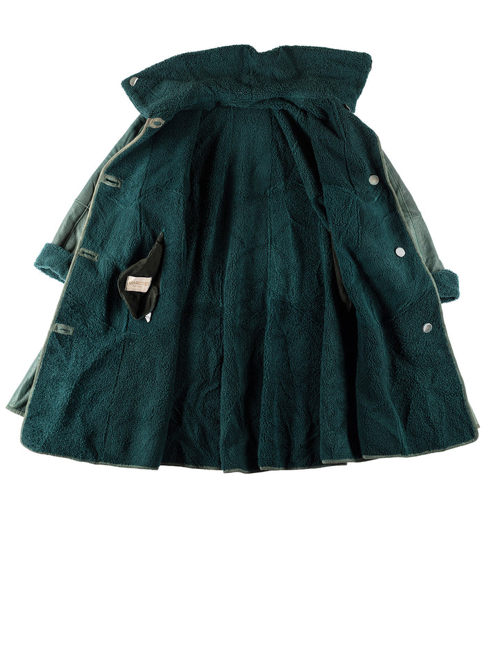 Vintage 80's Women Sheepskin Coat in GreenMN467