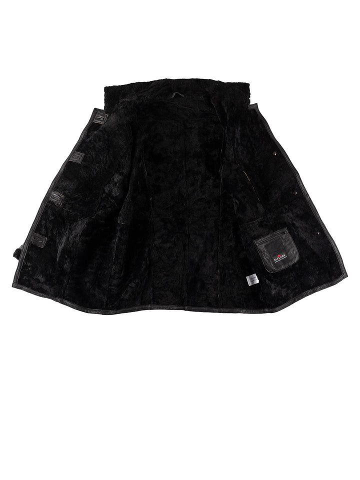 Vintage 80's Women Sheepskin Coat in BlackMN607