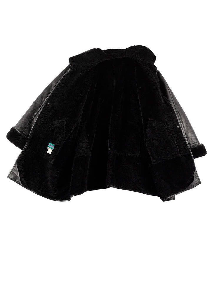 Vintage 90's Men Sheepskin Coat in BlackVN599