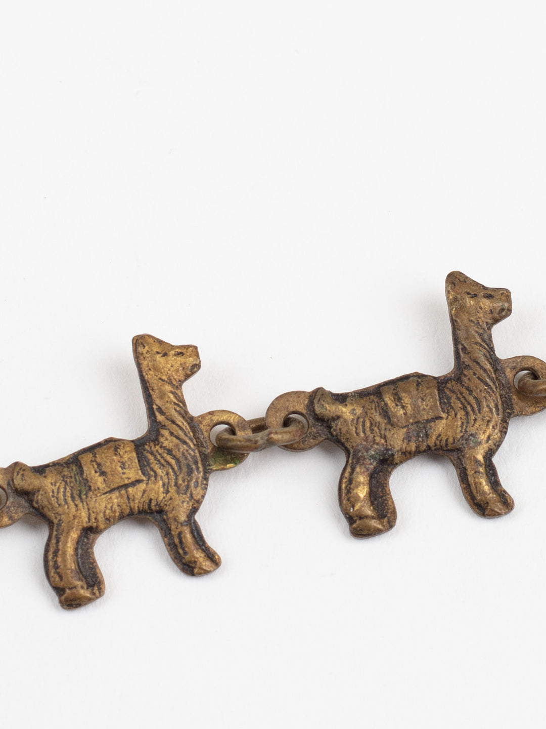 Vintage Brass Dog Link Bracelet with Rustic Patina – Made in Argentina