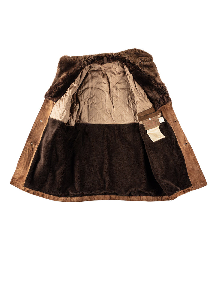 Vintage 80's Men Suede Coat in BrownVN324