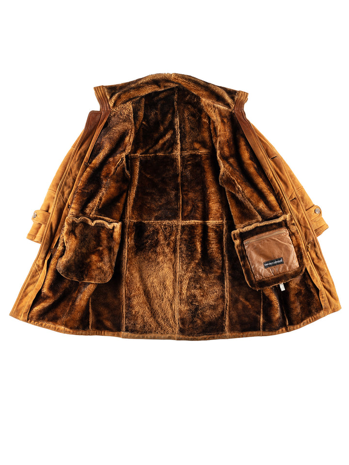 Vintage 80's Men Sheepskin Coat in BrownVN762