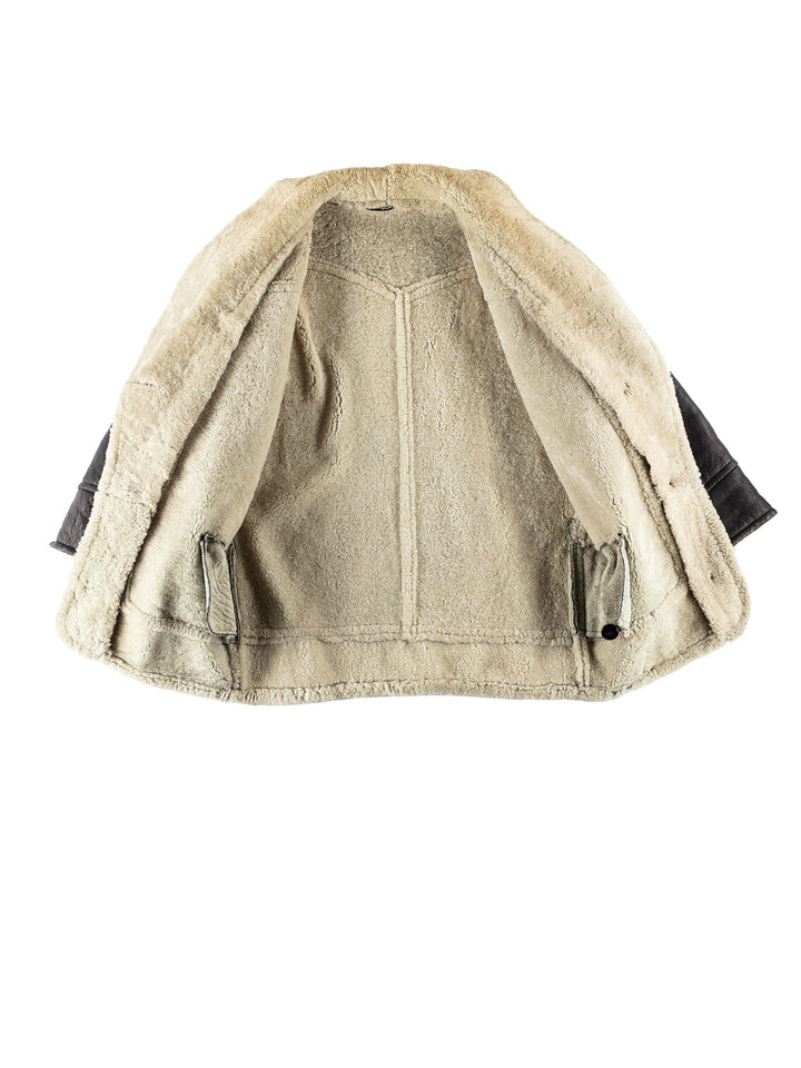 Vintage 80's Women Sheepskin Coat in BlackMN780