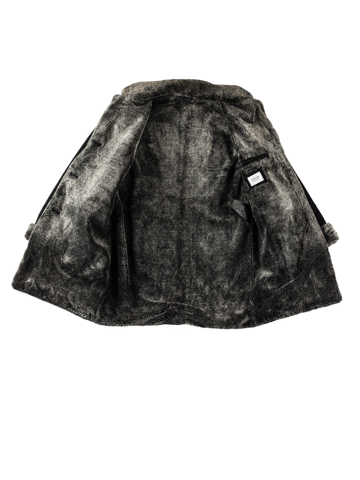 Vintage 80's Women Faux Sheepskin Coat in BlackMN350