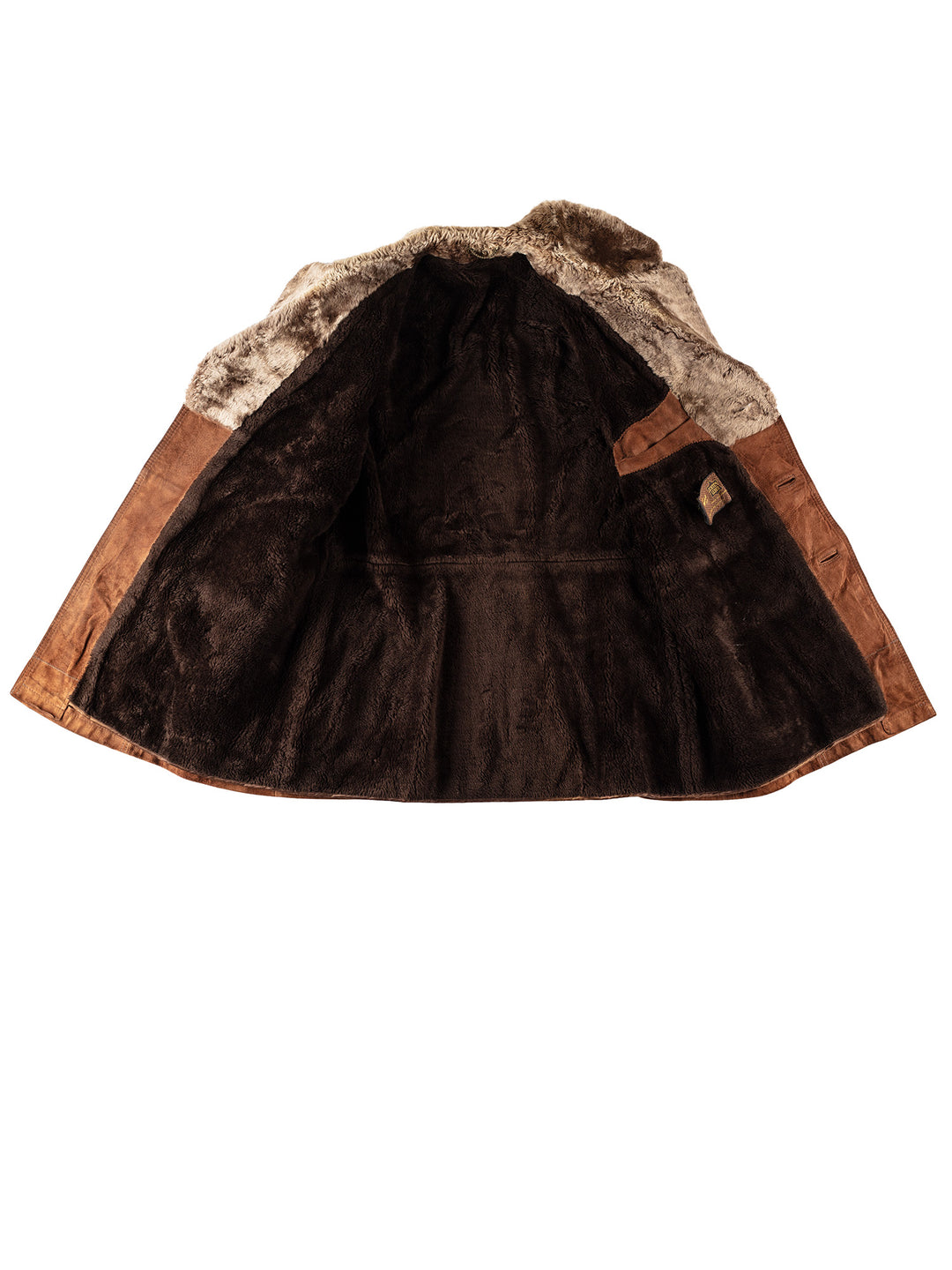 Vintage 80's Men Faux Sheepskin Coat in BrownVN362