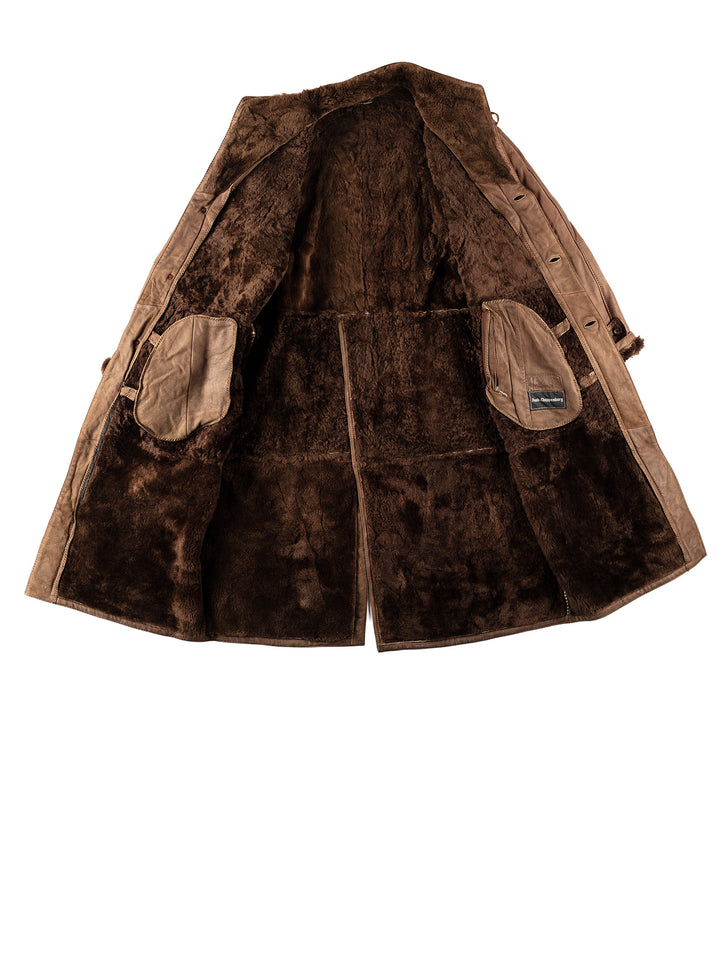Vintage 80's Men Sheepskin Coat in BrownVN680