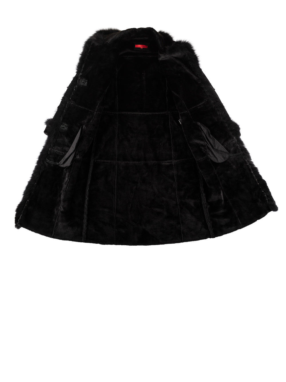 Vintage 70's Women Faux Sheepskin Coat in BlackMN637