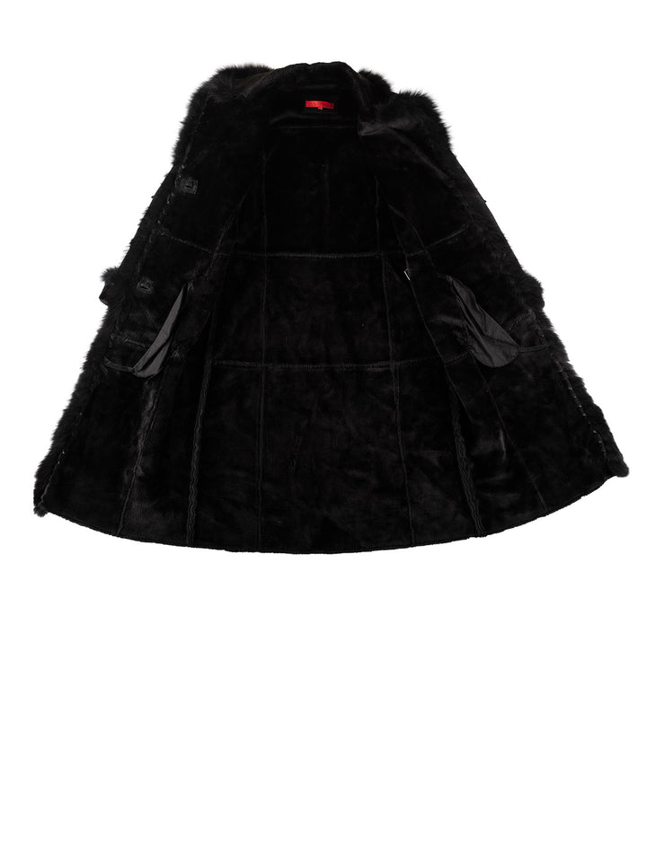 Vintage 70's Women Faux Sheepskin Coat in BlackMN637