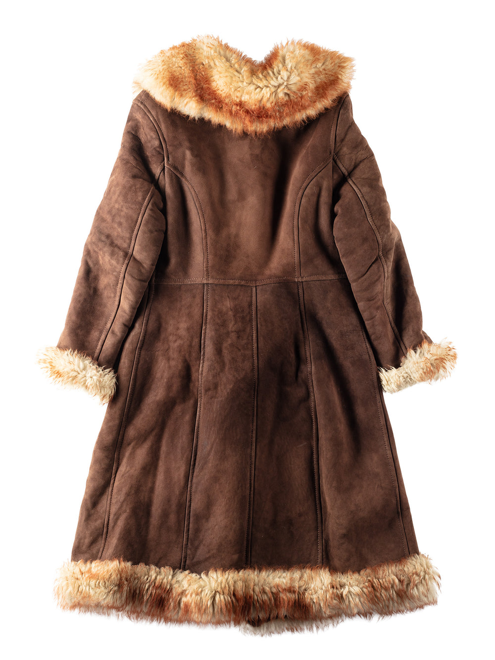 Vintage 70's Women Sheepskin Shearling Coat in Brown
