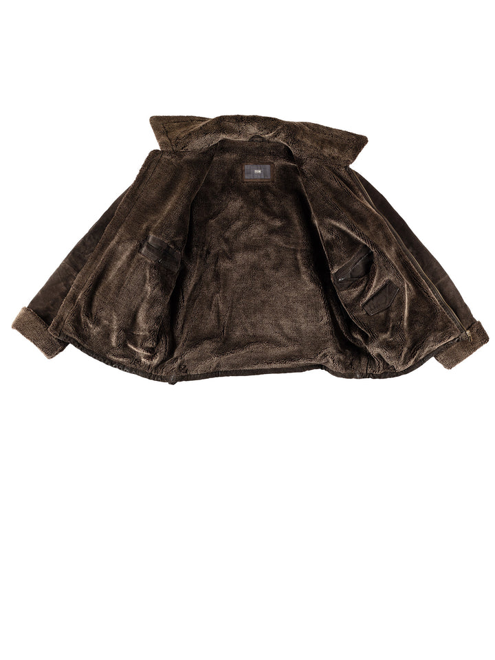 Vintage 80's Men Faux Sheepskin Coat in BrownVN565