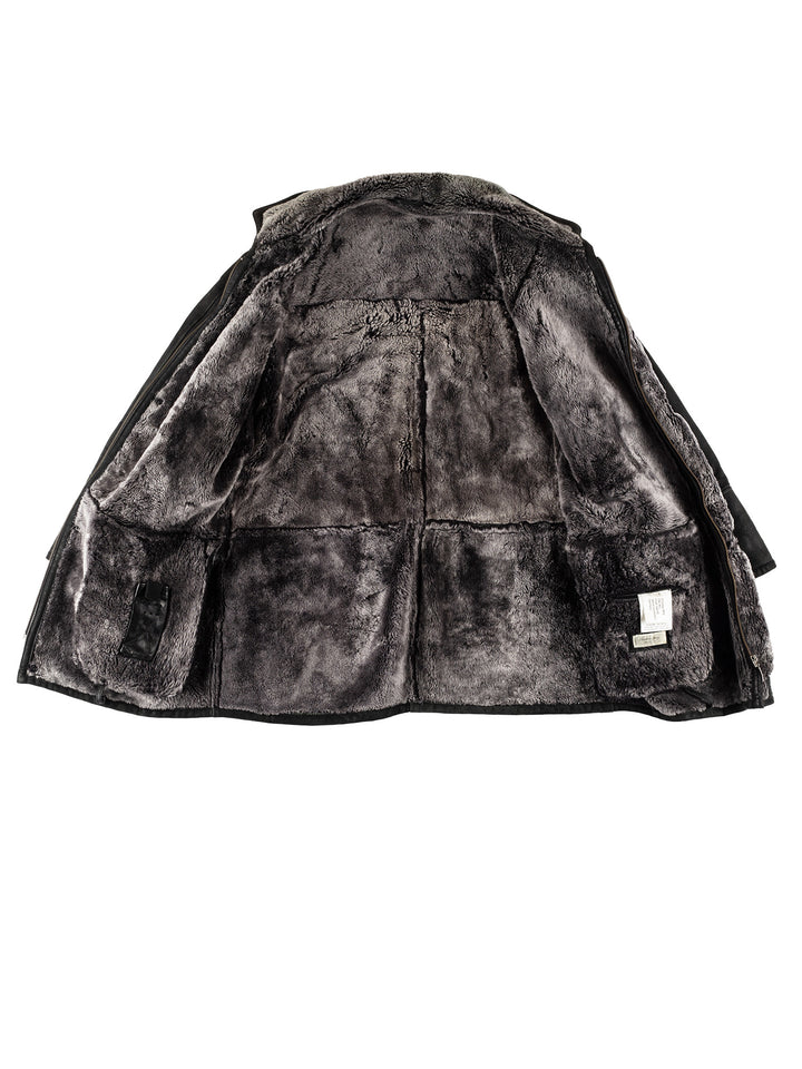 Vintage 80's Men Sheepskin Coat in BlackVN707
