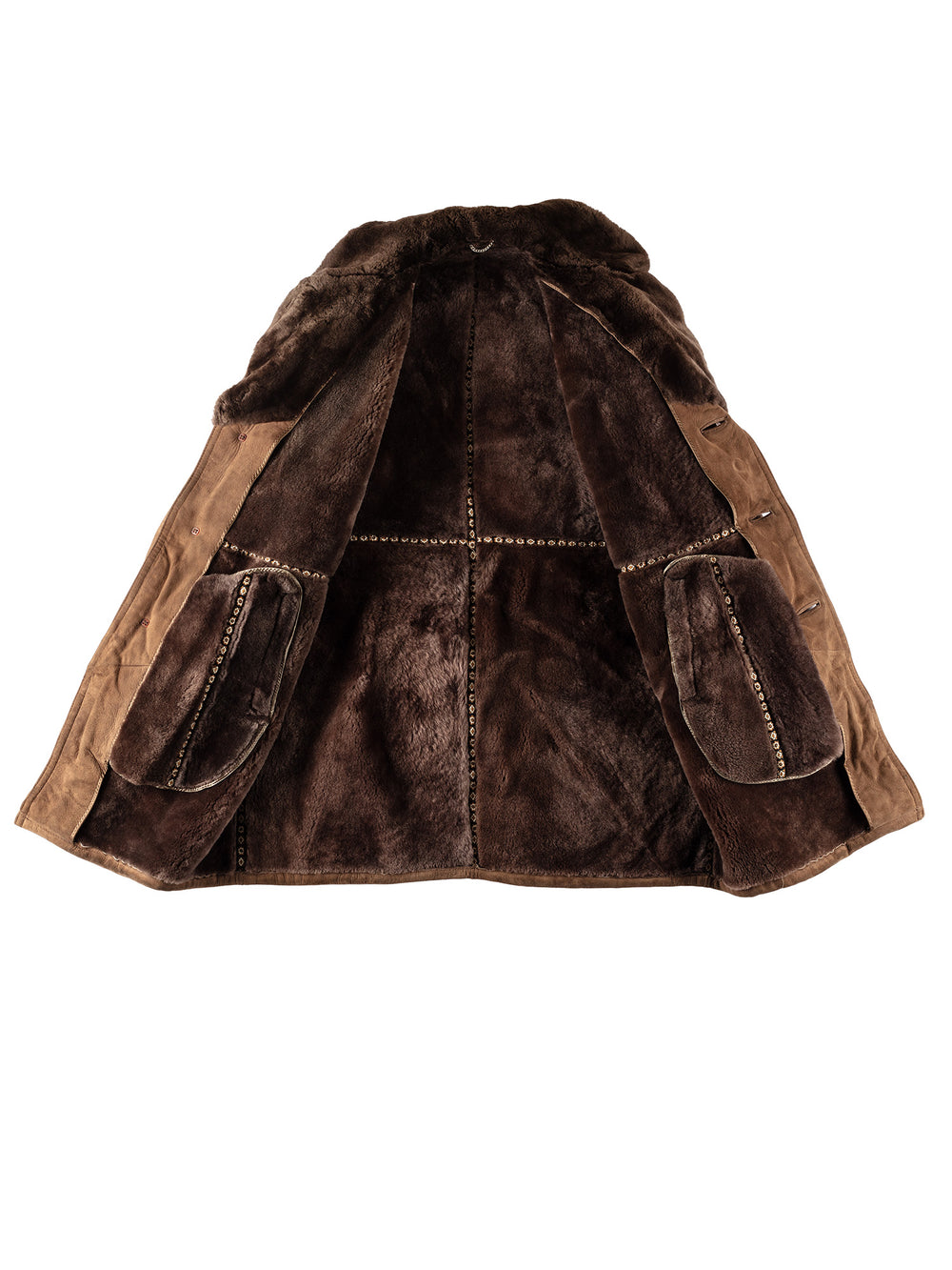 Vintage 90's Men Sheepskin Coat in BrownVN430