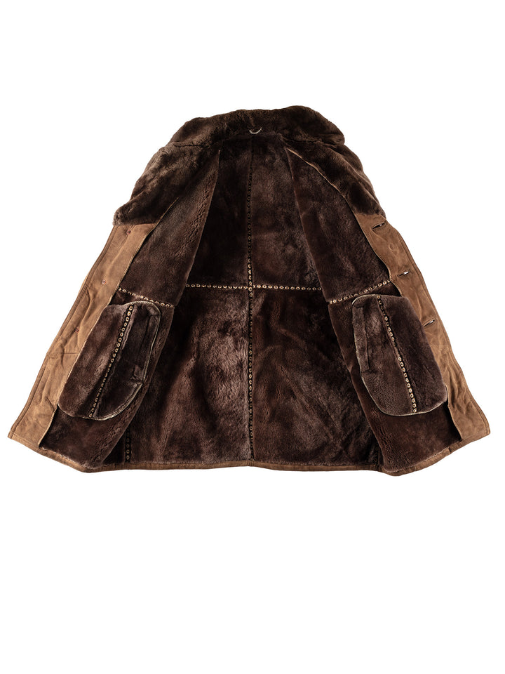 Vintage 90's Men Sheepskin Coat in BrownVN430