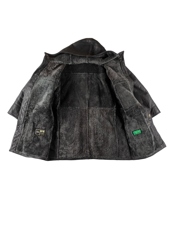 Vintage 80's Men Sheepskin Coat in BlackVN561