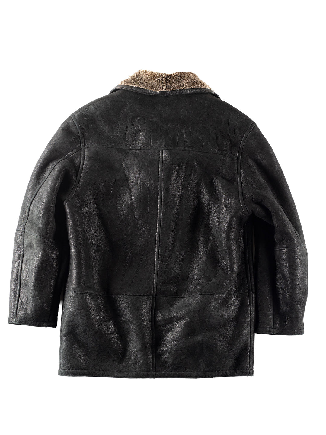 Vintage 80's Men Sheepskin Coat in Black