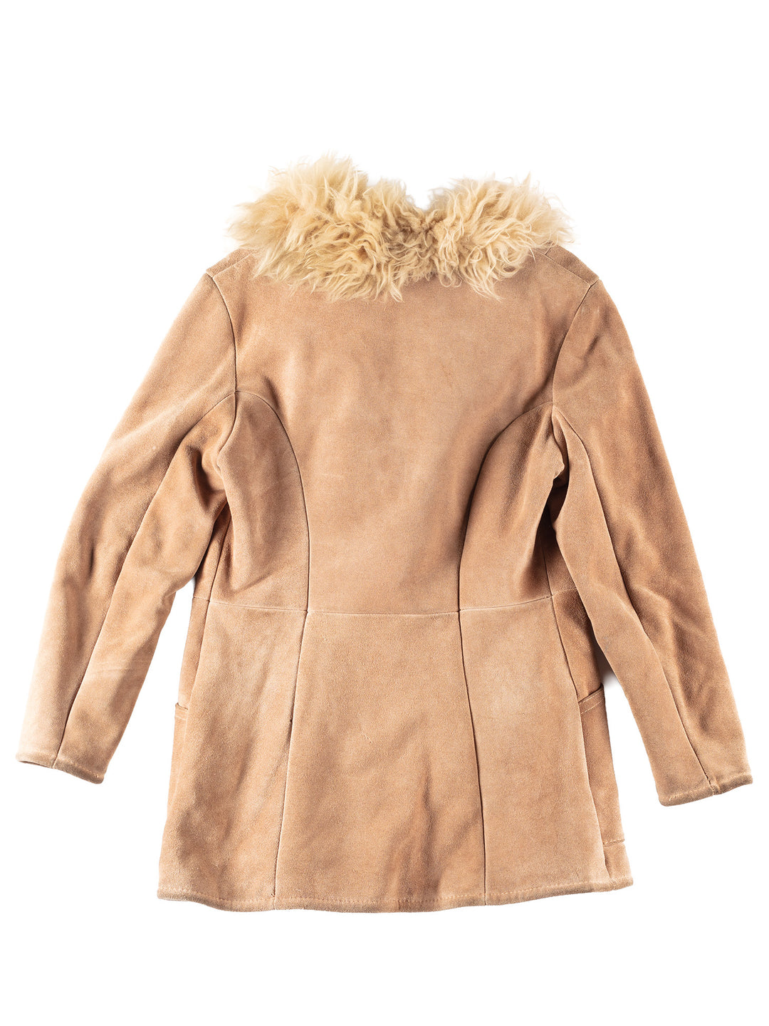 Vintage 90's Women Faux Sheepskin Coat in Beige