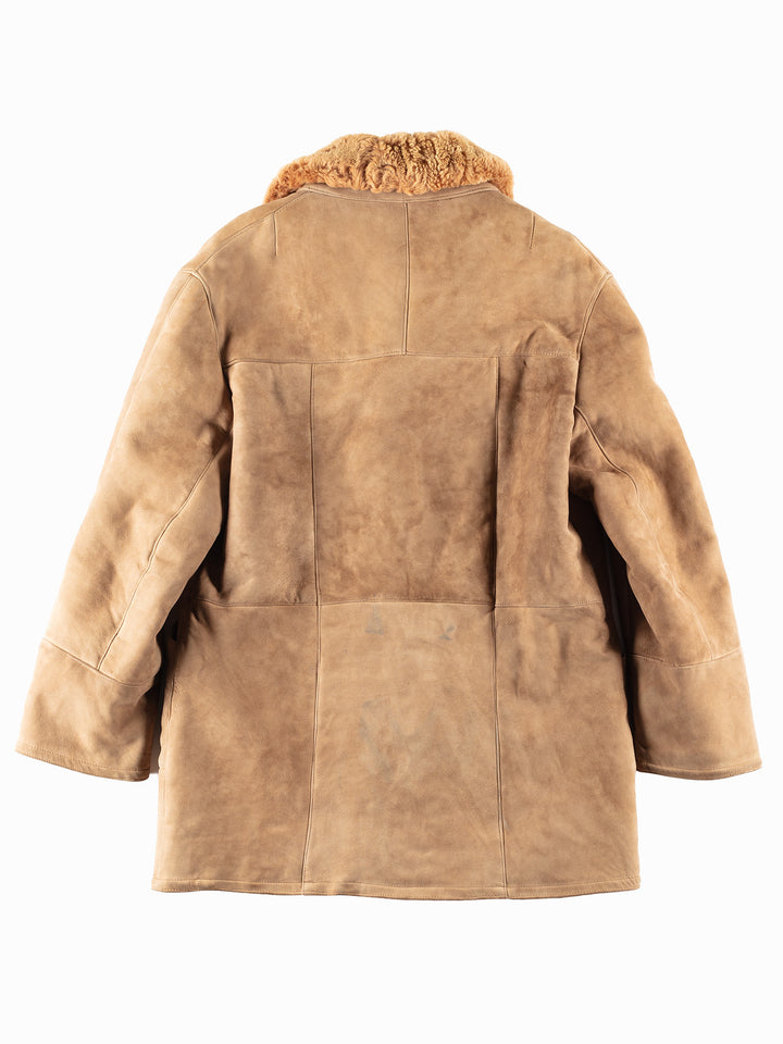 Vintage 70's Men Sheepskin Shearling Coat in Beige