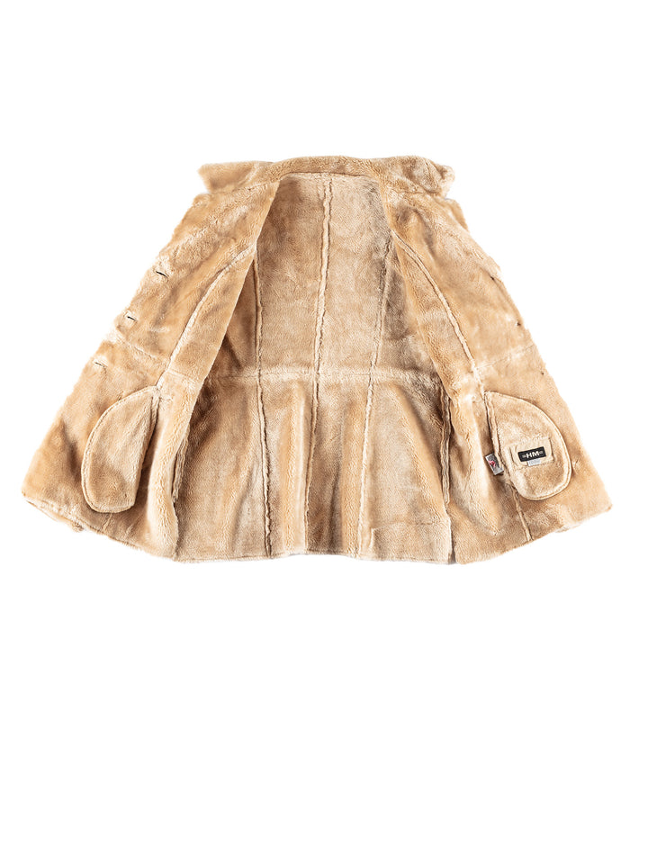 Vintage 80's Women Faux Sheepskin Coat in BeigeMN407