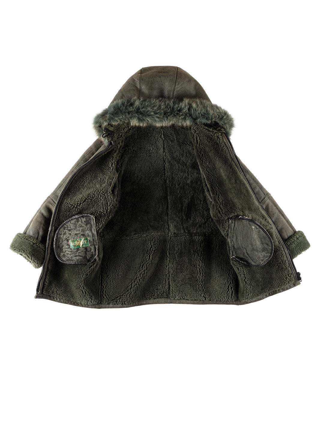 Vintage 70's Women Sheepskin Coat in GreenMN727
