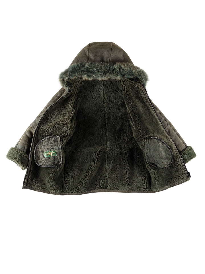 Vintage 70's Women Sheepskin Coat in GreenMN727