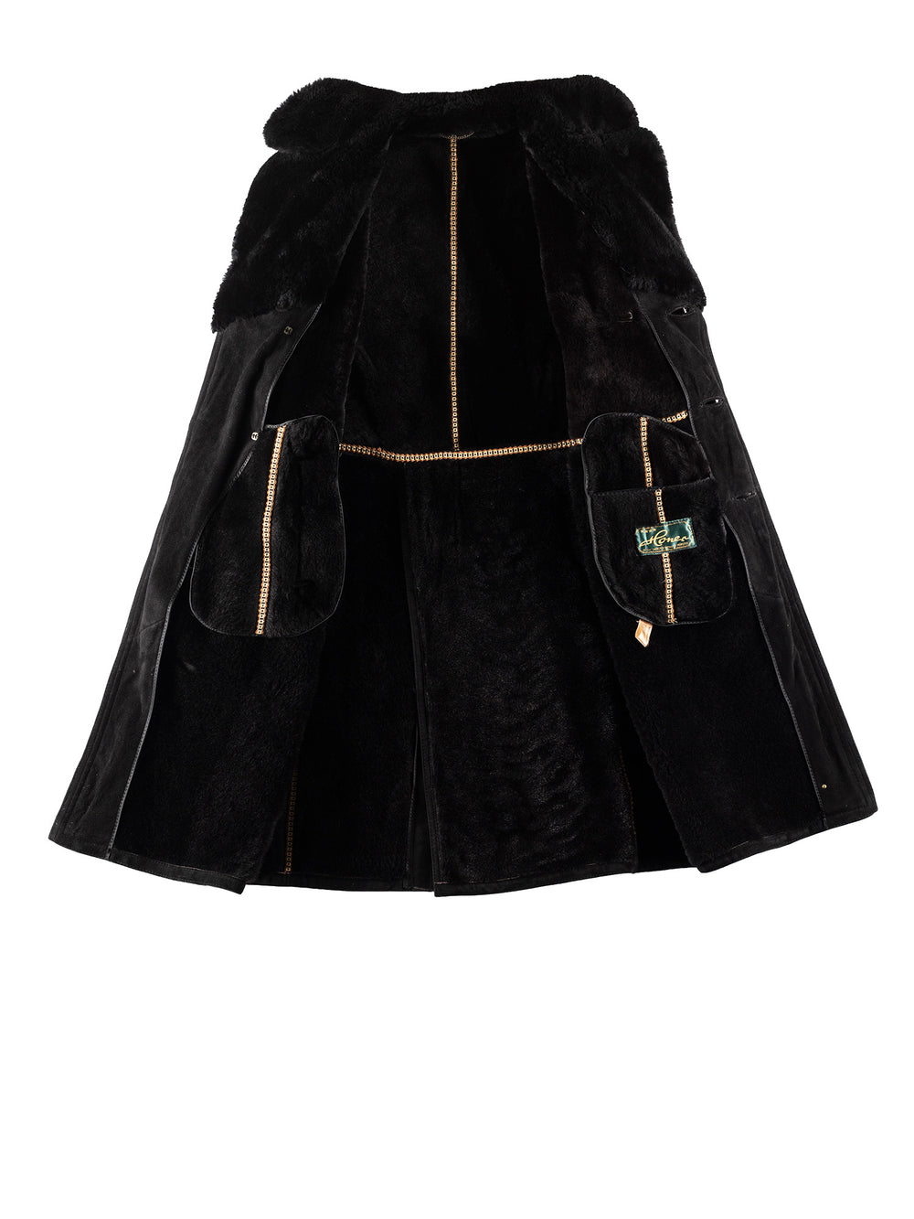 Vintage 70's Men Sheepskin Coat in BlackVN790