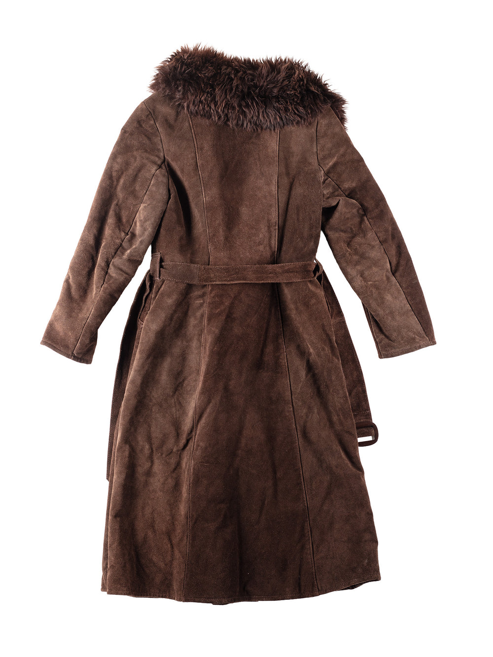 Vintage 90's Women Faux Sheepskin Coat in Brown
