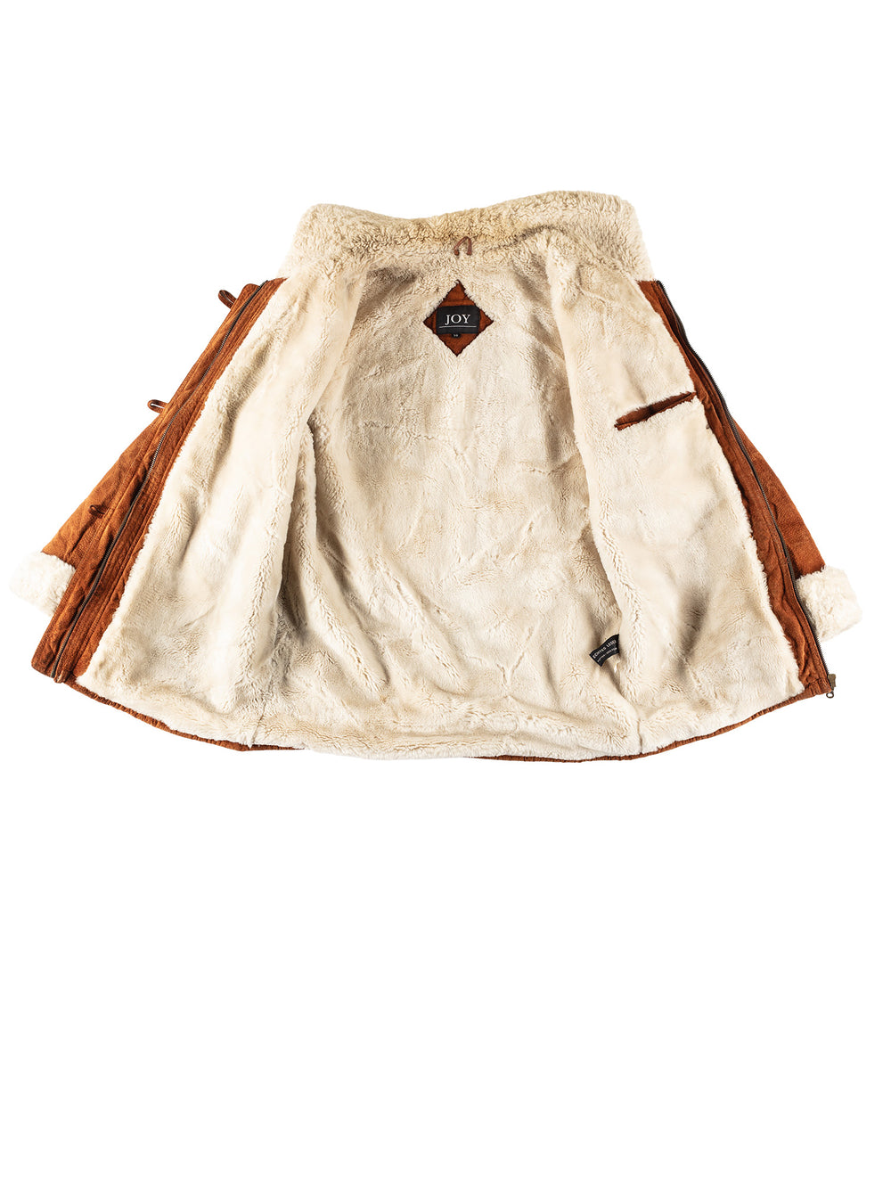 Vintage 80's Women Faux Sheepskin Coat in BrownMN477