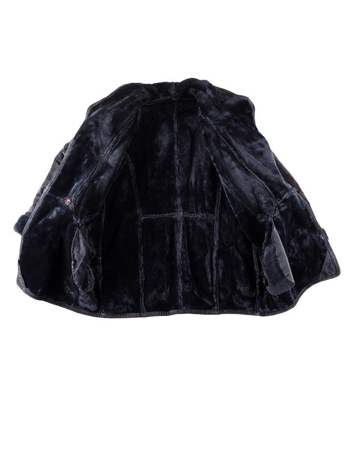 Vintage 80's Women Faux Sheepskin Coat in PurpleMN269