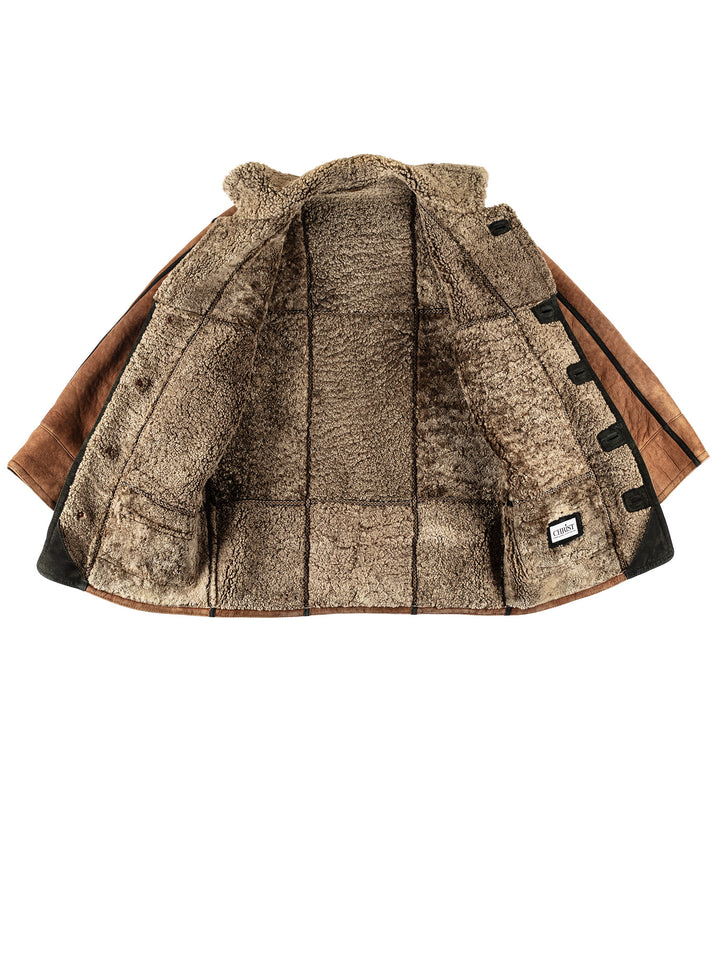 Vintage 80's Men Sheepskin Coat in BrownVN697