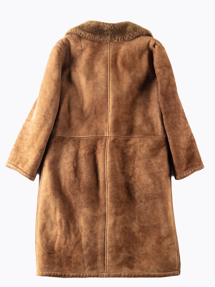 Vintage 70's Women Sheepskin Shearling Coat in Brown