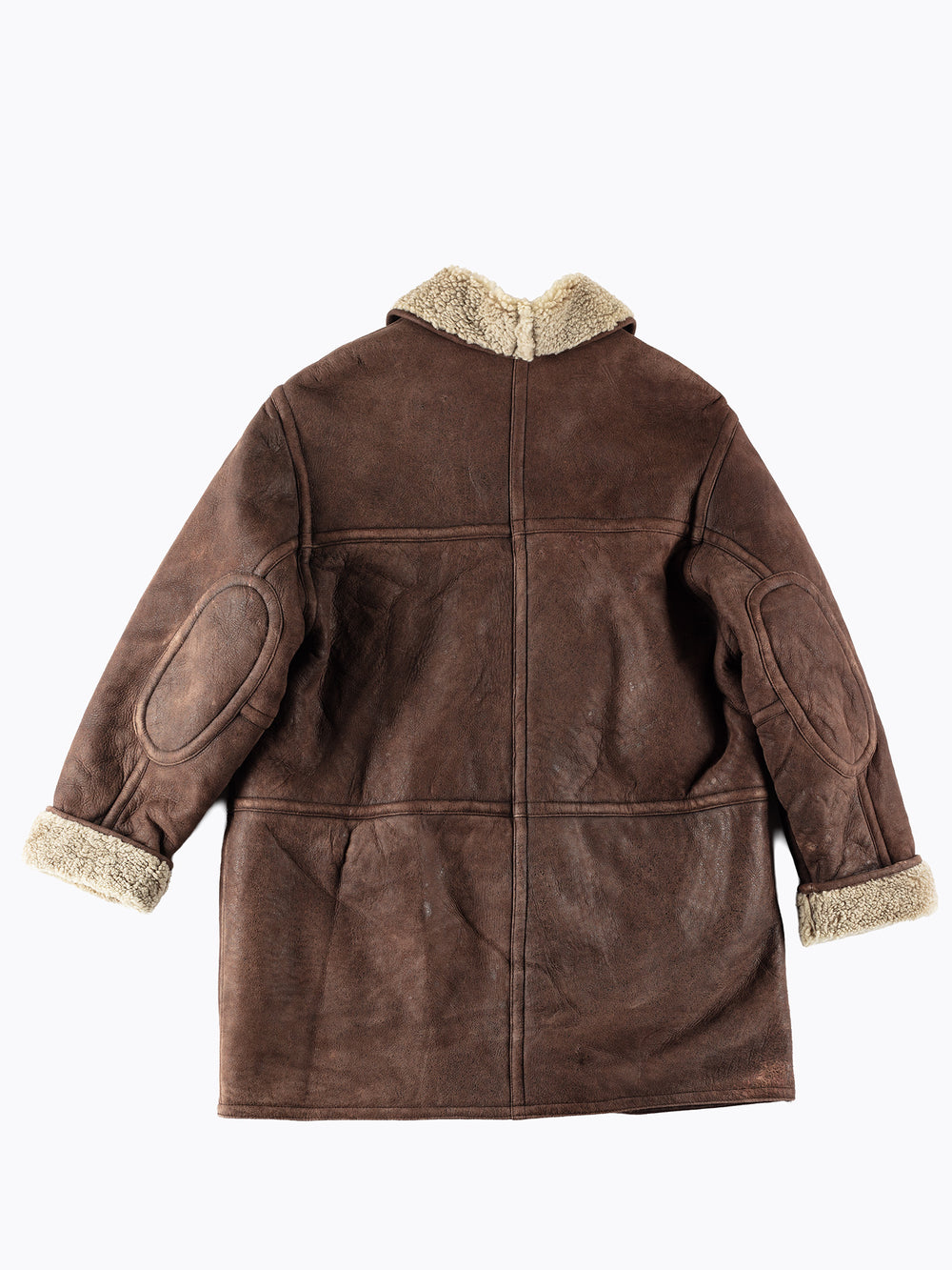 Vintage 80's Men Sheepskin Shearling Jacket in Brown