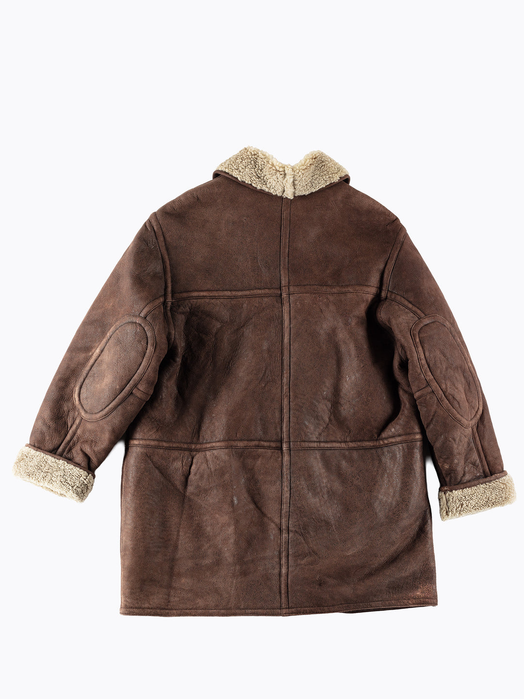 Vintage 80's Men Sheepskin Shearling Jacket in Brown