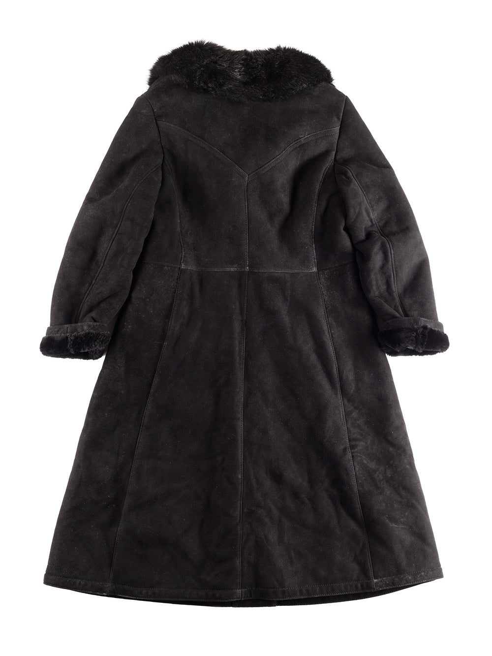 Vintage 90's Women Sheepskin Coat in Black