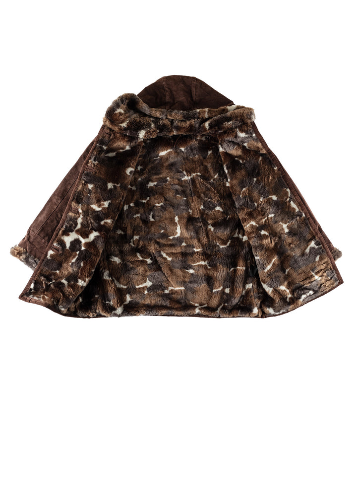 Vintage 90's Women Faux Sheepskin Coat in BrownMN590