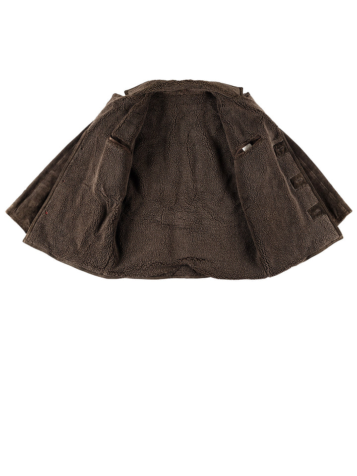 Vintage 80's Men Faux Sheepskin Coat in BrownVN644