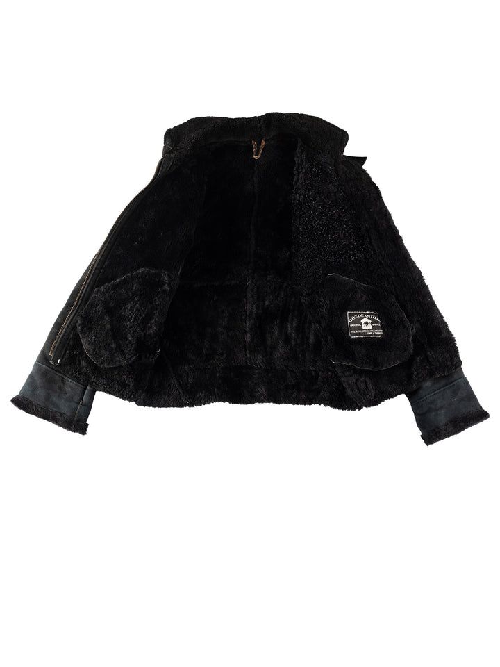 Vintage 80's Women Sheepskin Jacket in BlackMN475