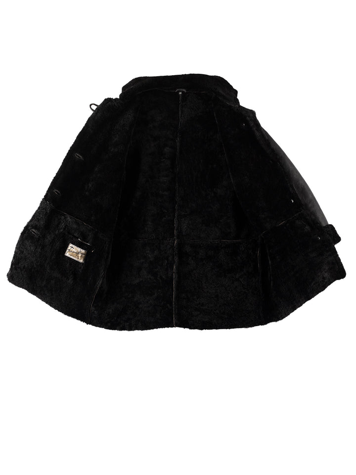Vintage 80's Women Sheepskin Coat in BlackMN716
