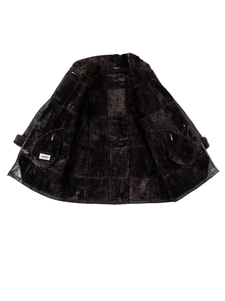 Vintage 80's Women Sheepskin Coat in BlackMN597